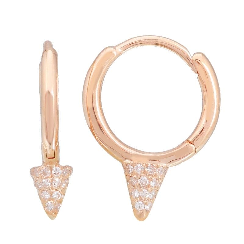 14k Yellow Gold Diamond Spike Huggie Earrings