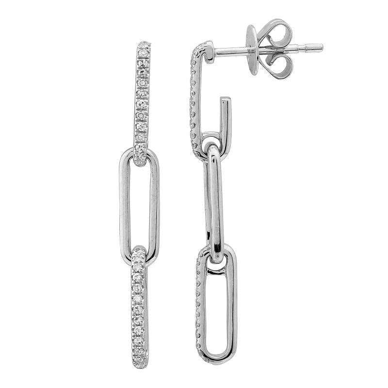 14k Yellow Gold Diamond Link Dangling Stud Earrings
