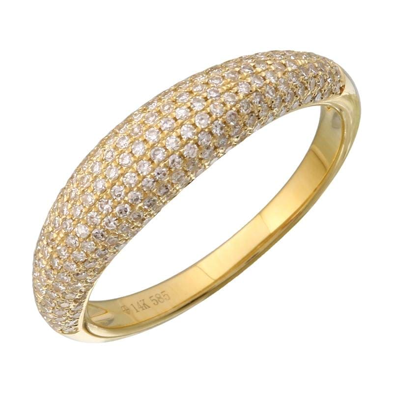 14k Yellow Gold Diamond Dome Ring
