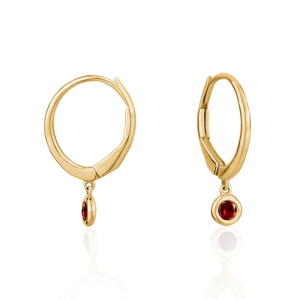 Elegant Gold Hoop Earrings with Ruby