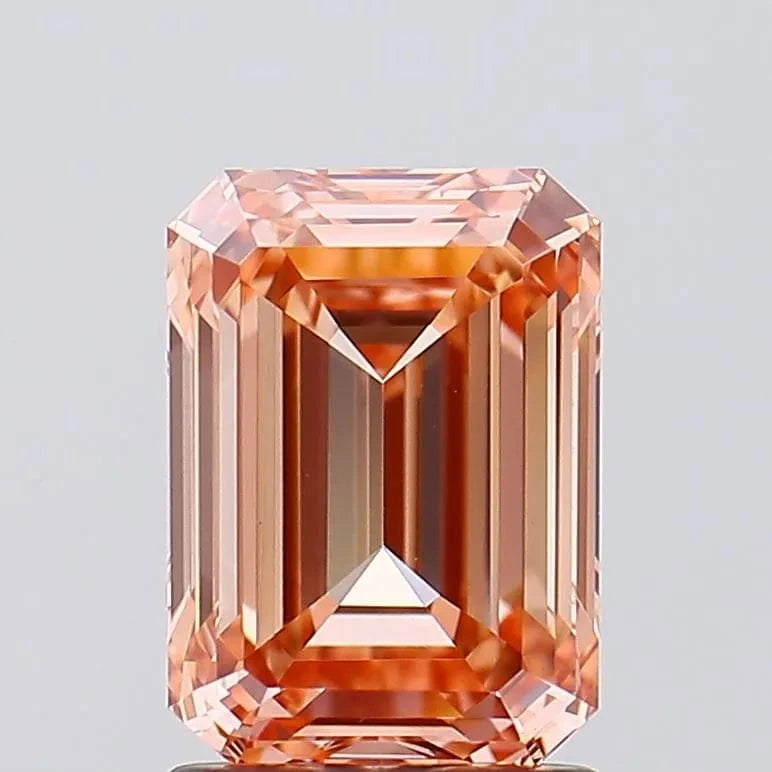1.94ct Emerald Lab Grown Diamond (Colour Fancy Vivid Brownish Orange, Clarity VS1, IGI Certified)