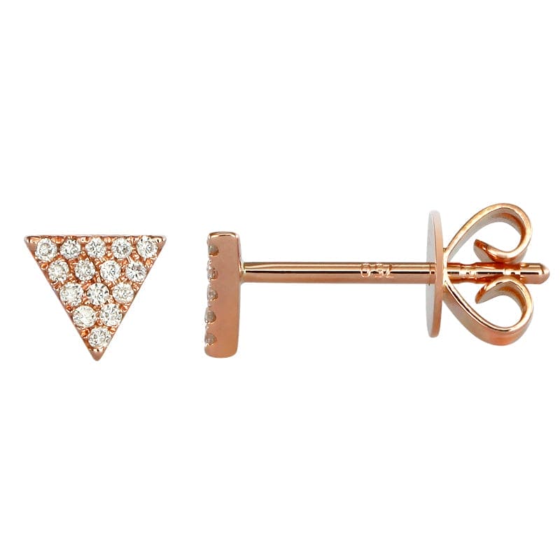14k Yellow Gold Triangle Diamond Stud Earrings