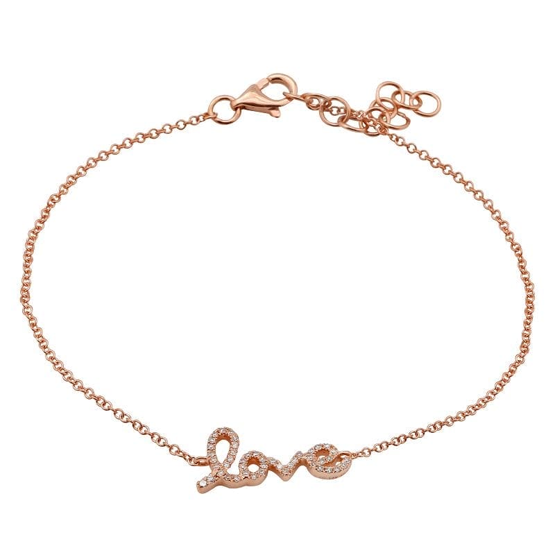 14k Yellow Gold Love Diamond Bracelet