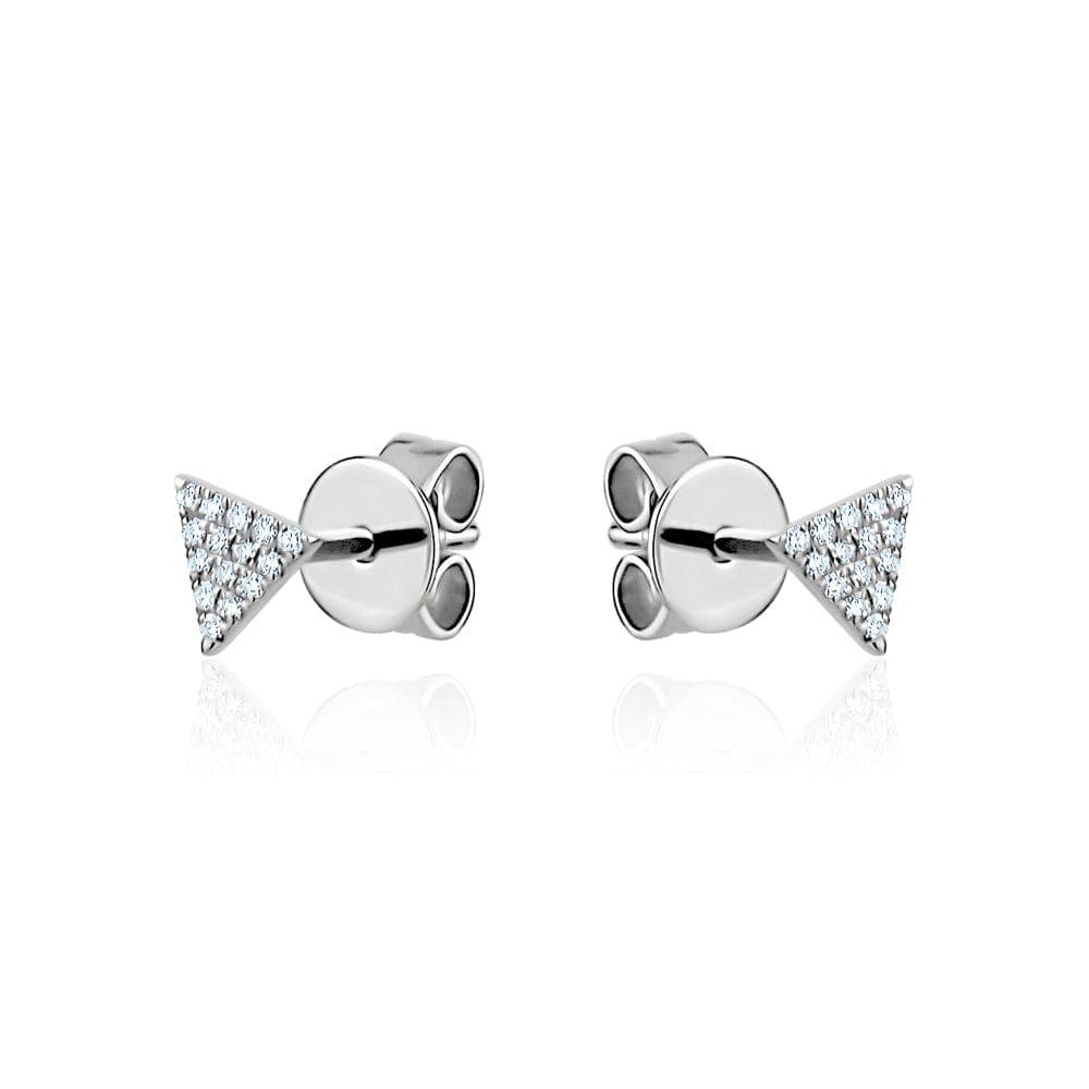14k Yellow Gold Triangle Diamond Stud Earrings