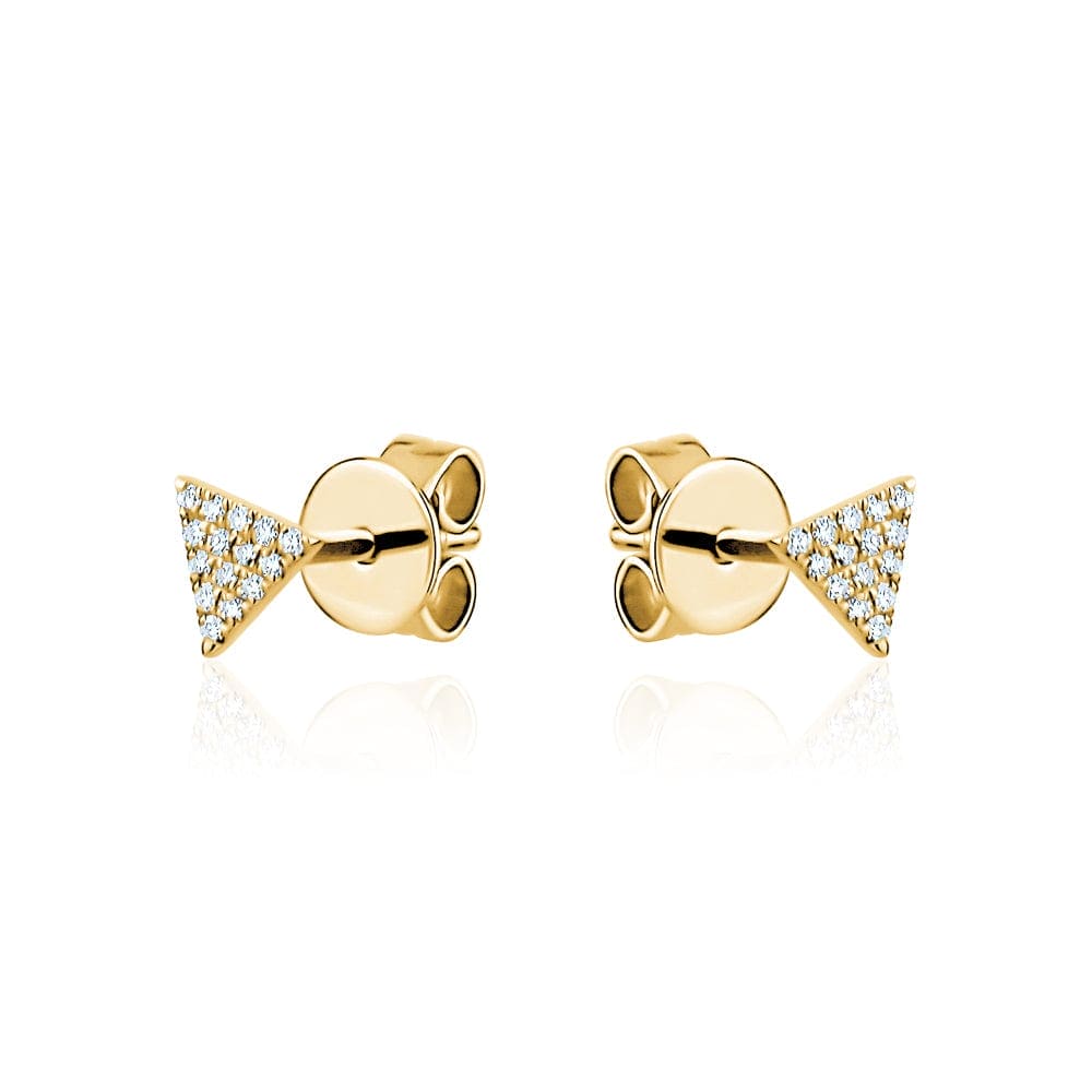 14k Yellow Gold Triangle Diamond Stud Earrings