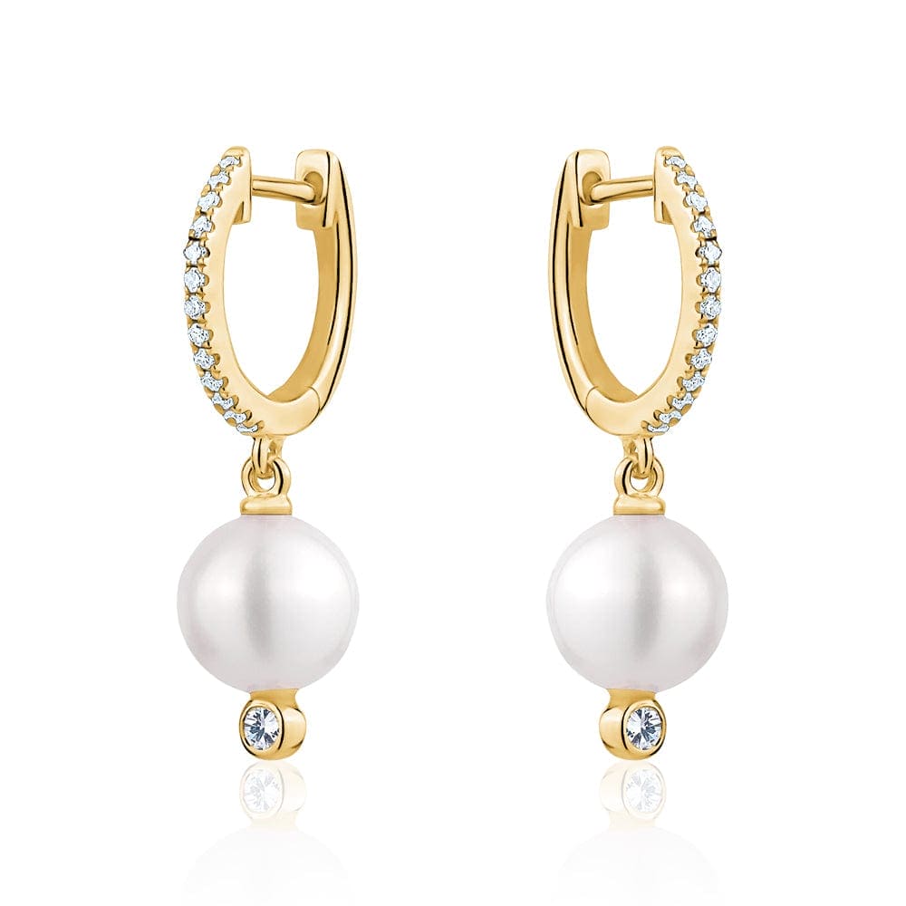 14k Yellow Gold Pearl Earrings