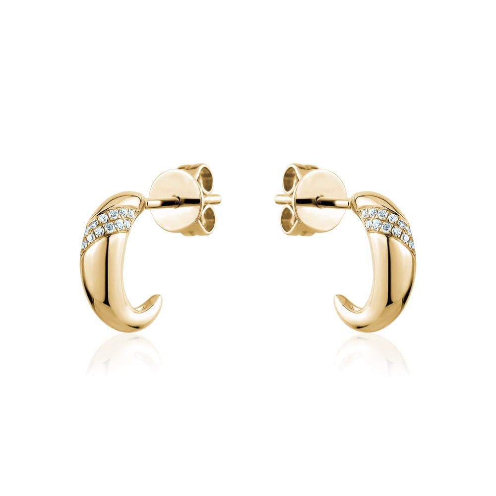 14k Yellow Gold Dome Diamond Earrings