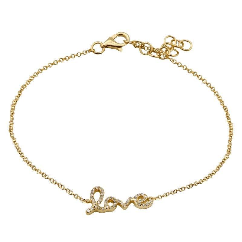 14k Yellow Gold Love Diamond Bracelet