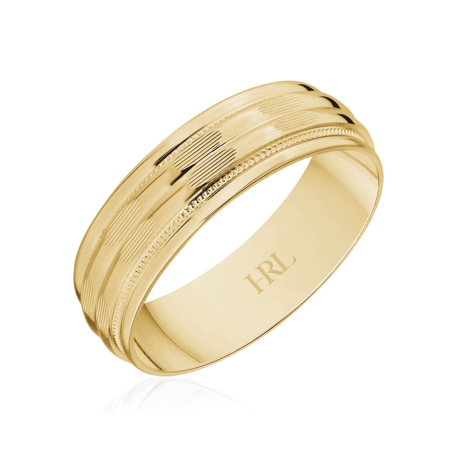 Classic Brushed Edge Gold Wedding Band