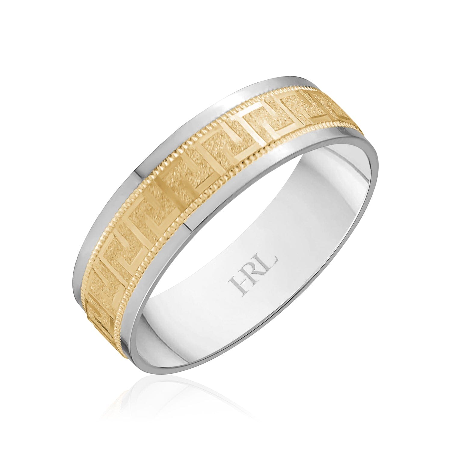 Greek Key Two-Tone Wedding Band