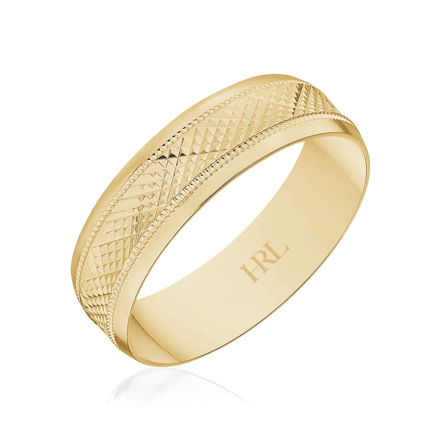 Gold Wedding Band with Diamond-Cut Pattern