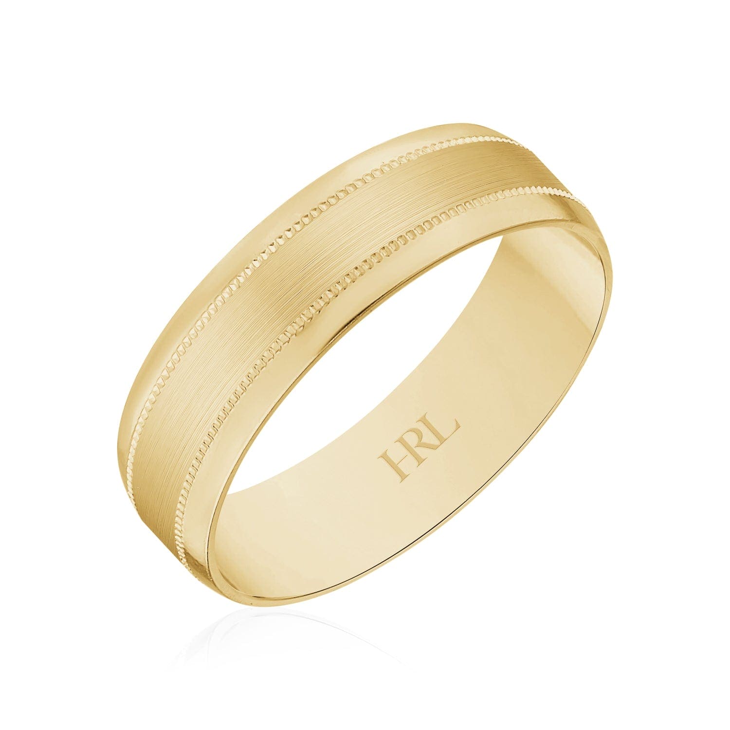 Brushed Gold Wedding Band with Milgrain Edges