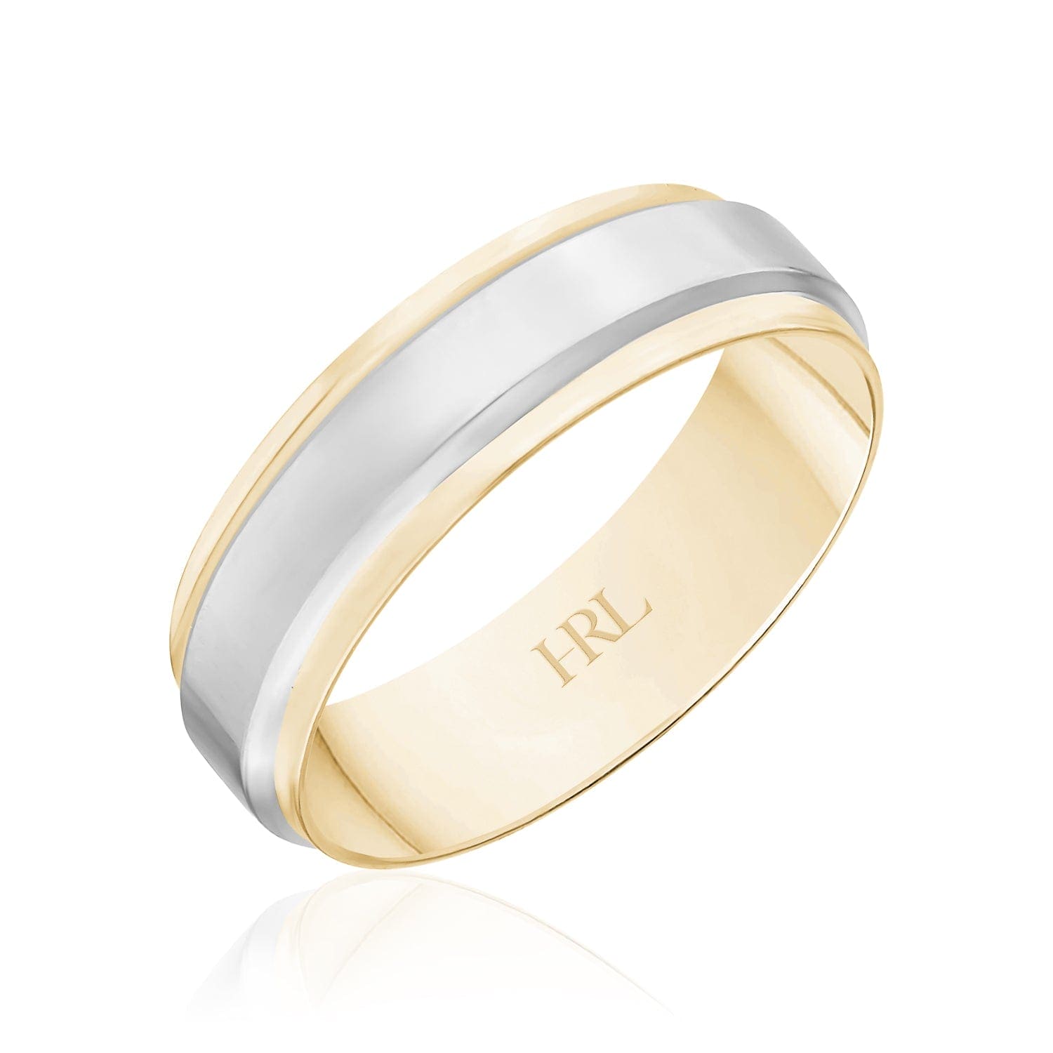 Sleek Two-Tone Wedding Band in Yellow and White Gold