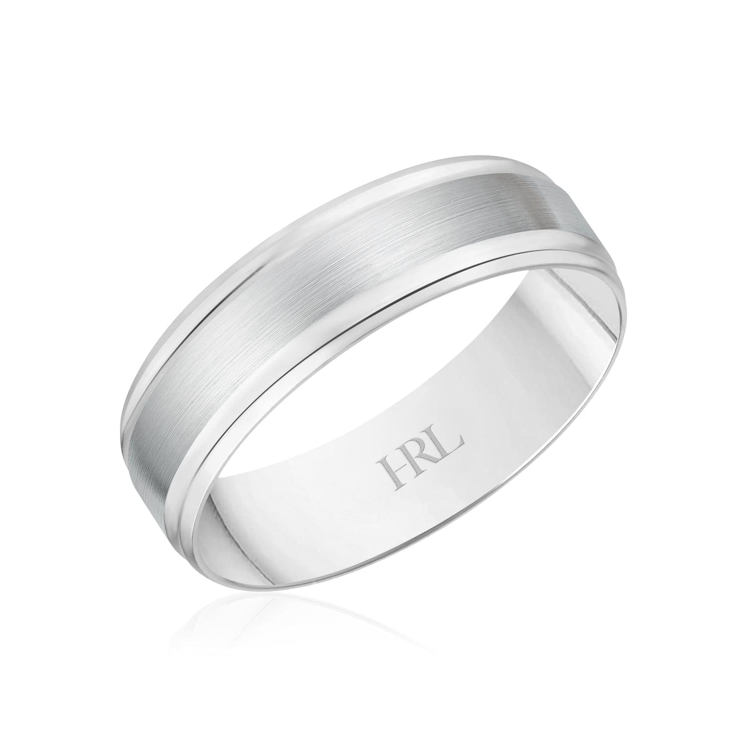 Modern Brushed White Gold Wedding Band