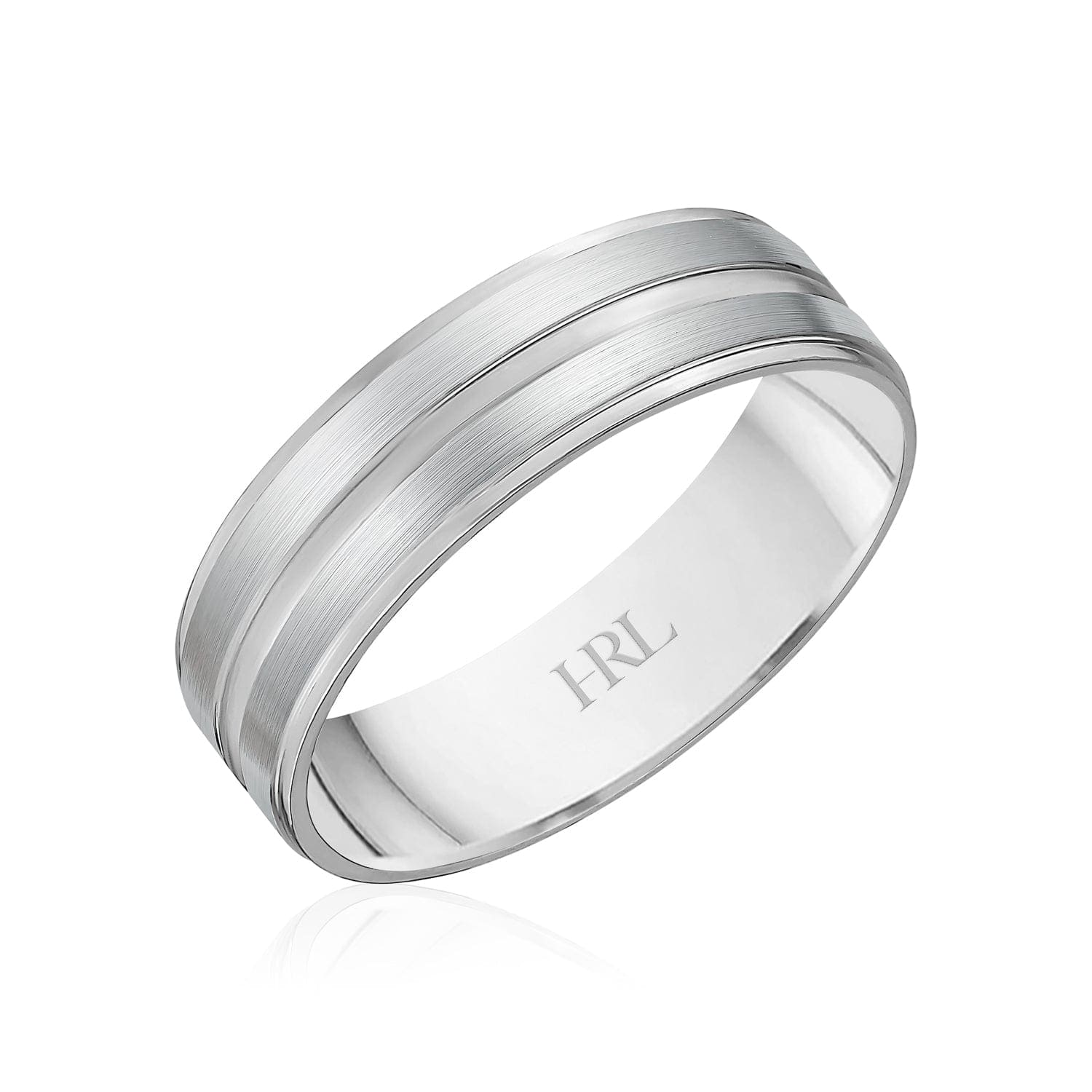 Brushed Gold Wedding Band with Polished Groove