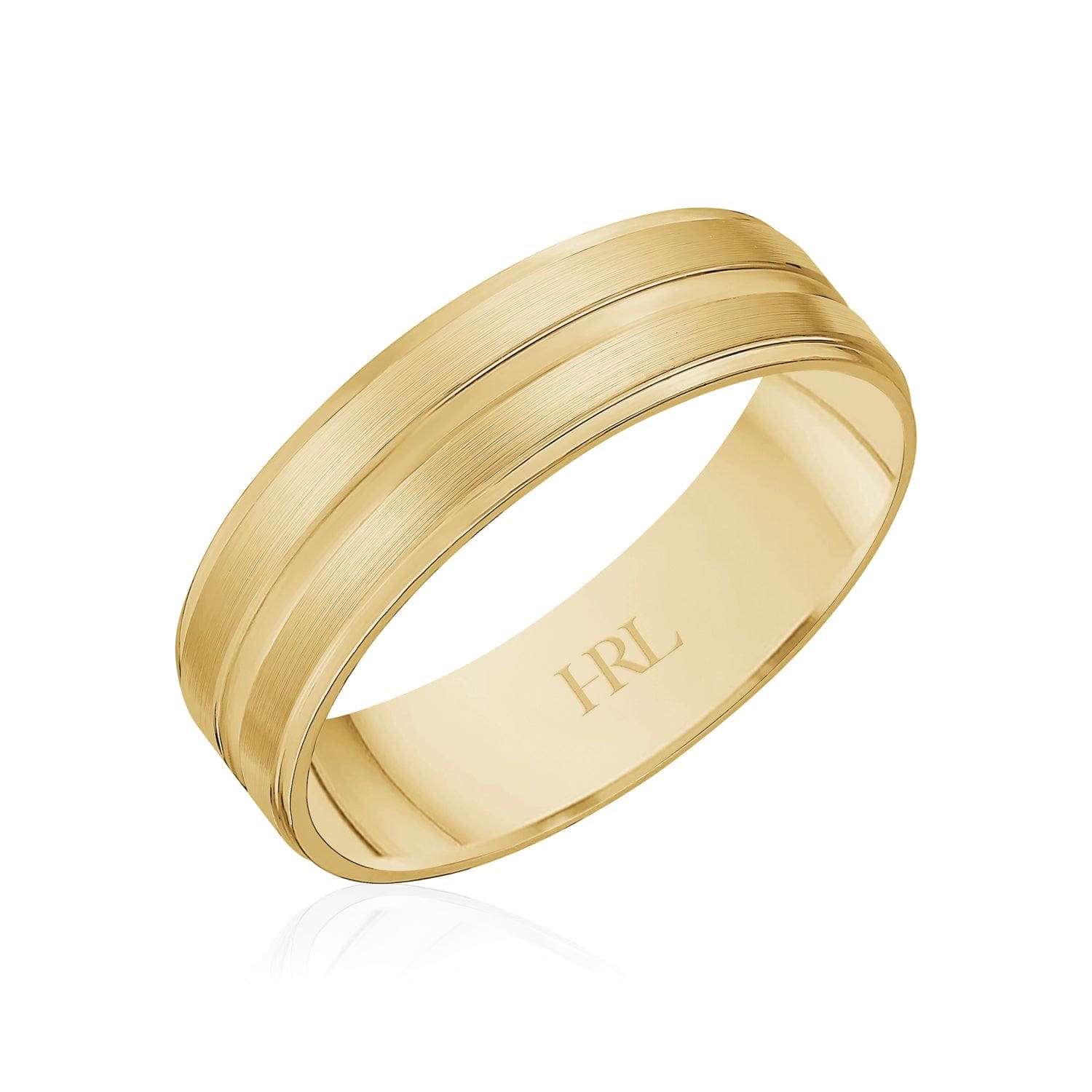 Brushed Gold Wedding Band with Polished Groove