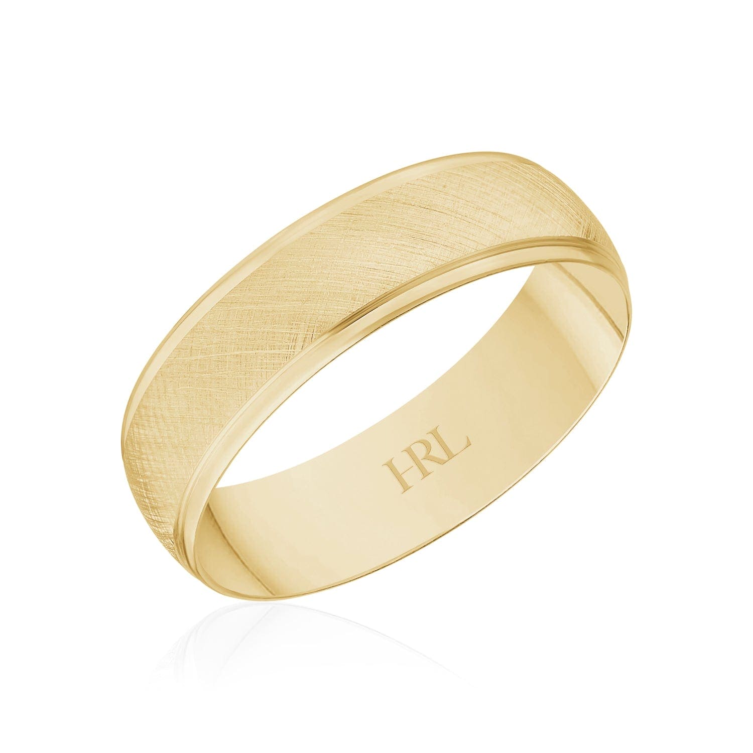 Gold Wedding Band with Cross-Hatch Finish