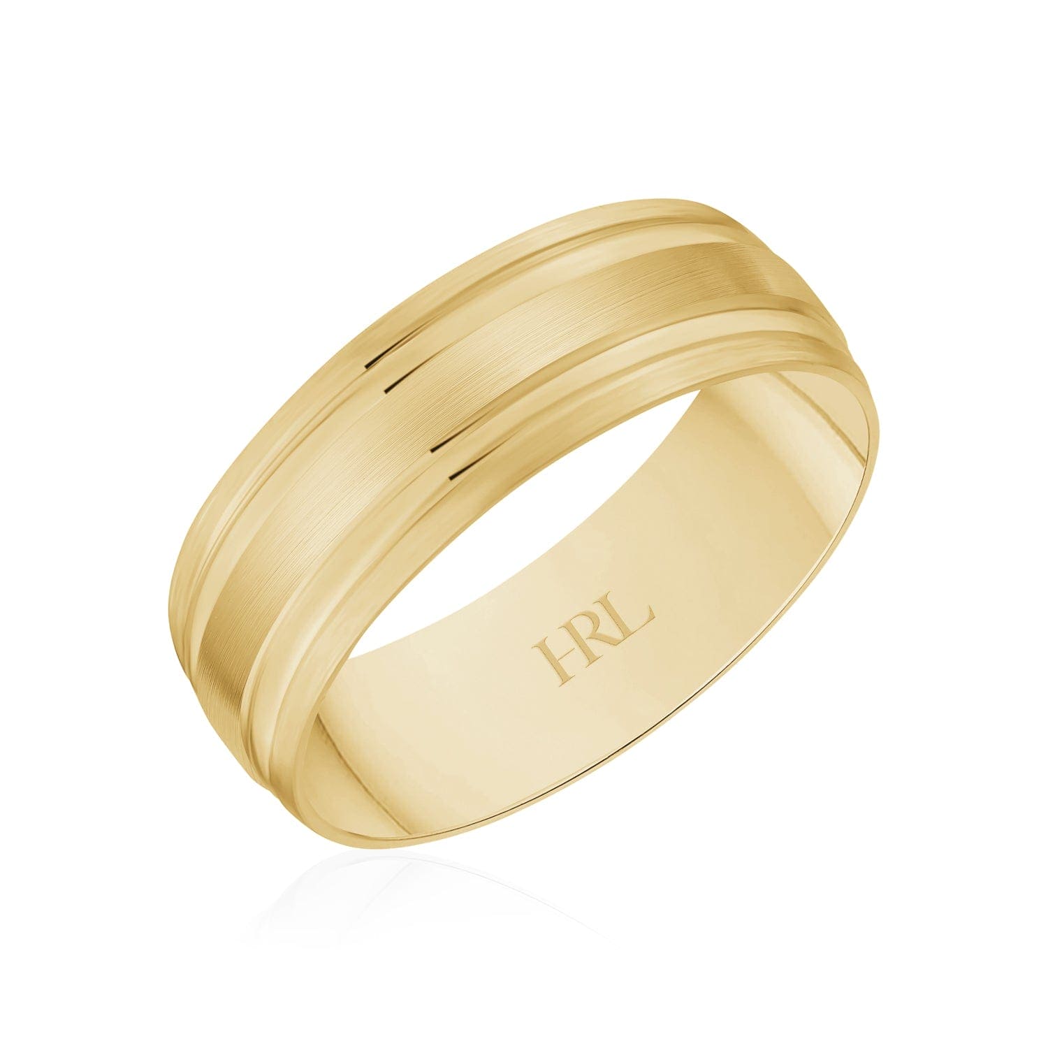 Gold Wedding Band with Double Ridge Design