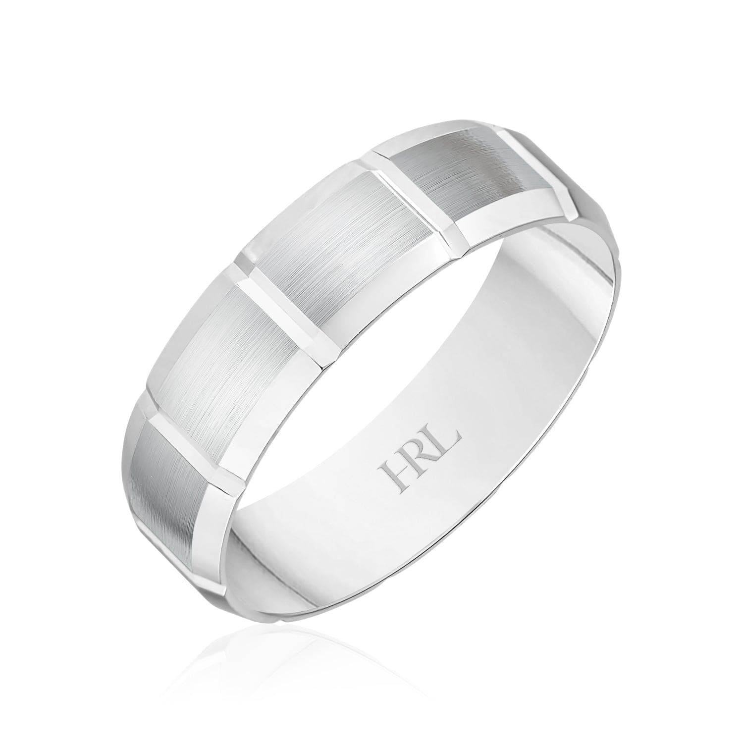 Gold Wedding Band with Stepped Faceted Design