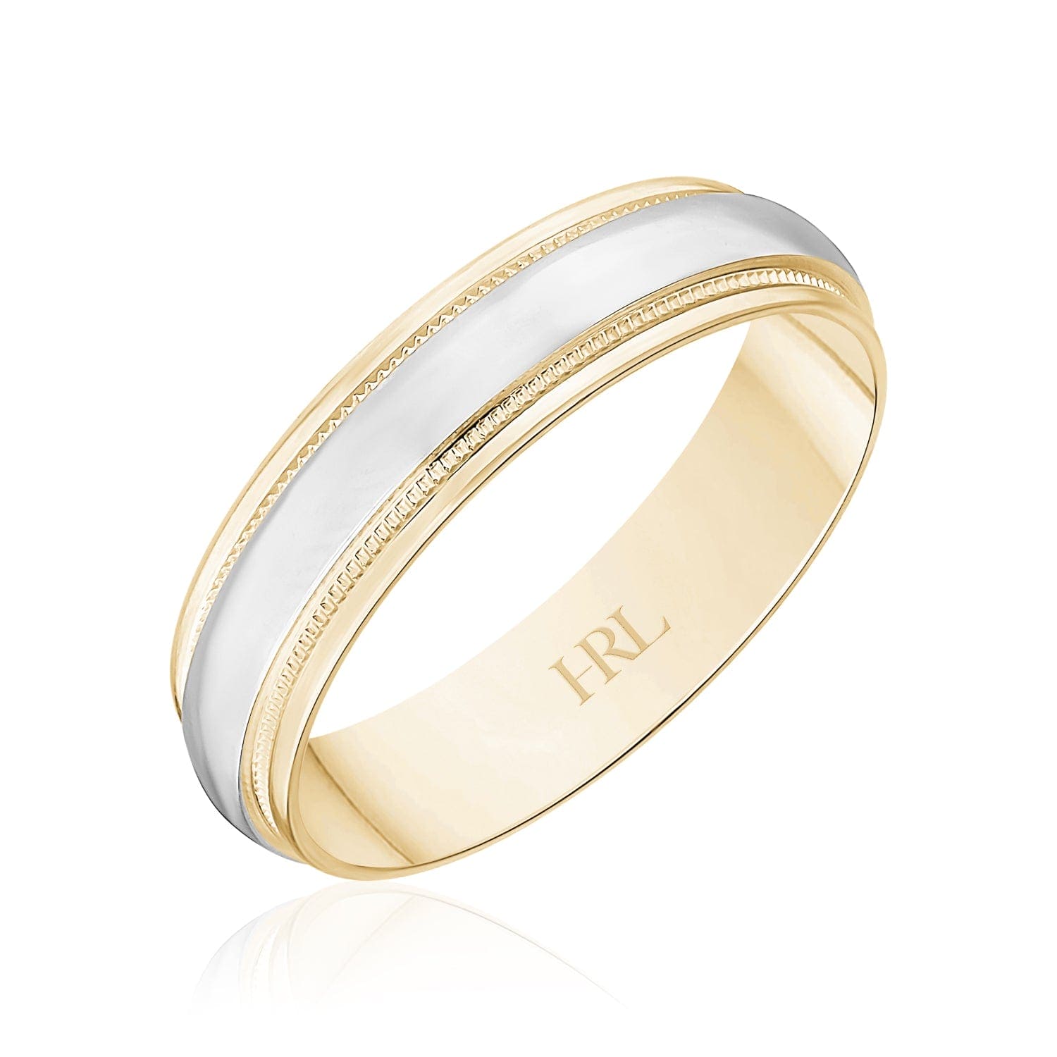 Classic Two-Tone Wedding Band with Milgrain Accents