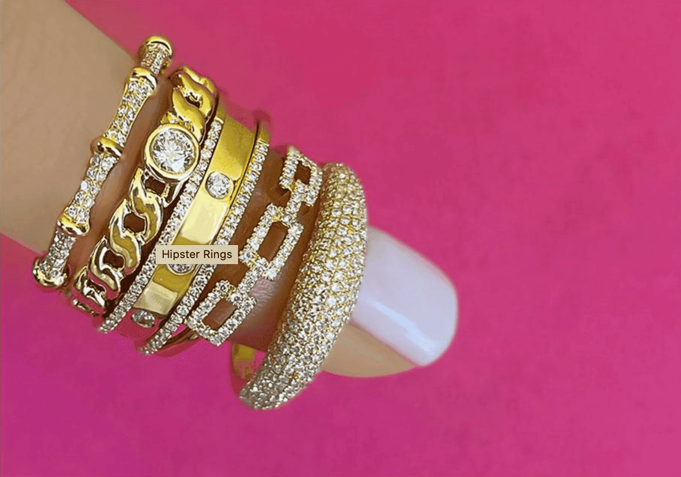 14k Yellow Gold Link Diamond Ring