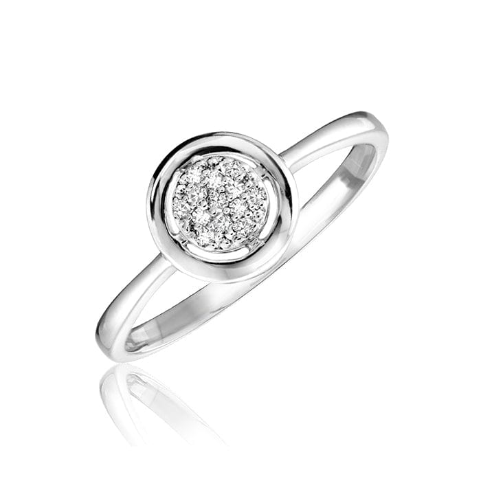 Full Gold Circle and Pavé Diamond Ring