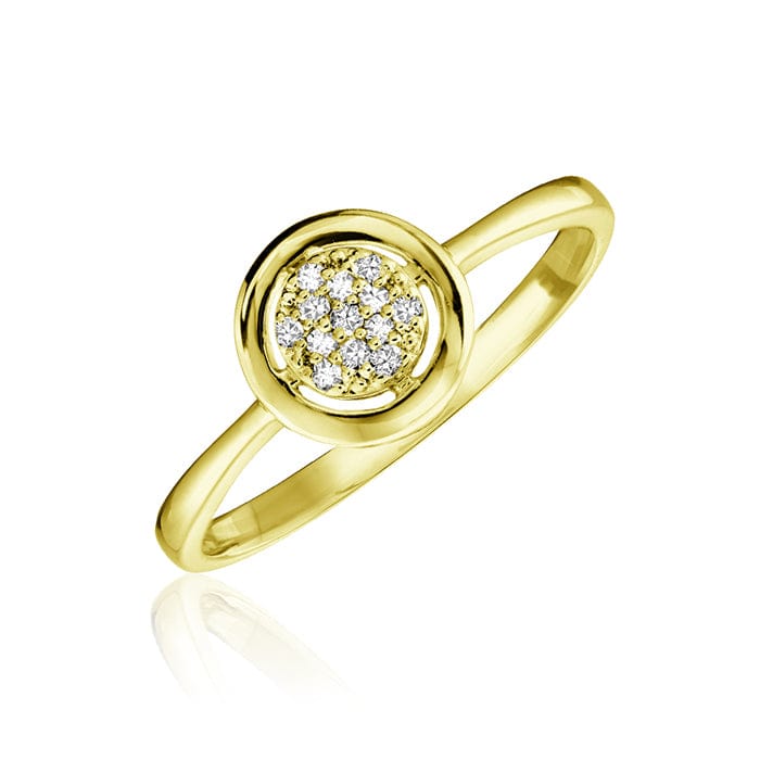 Full Gold Circle and Pavé Diamond Ring