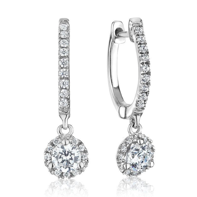 Martini Drop Diamond Halo Earrings