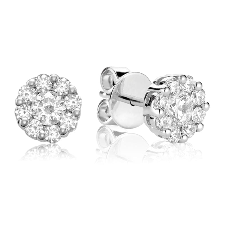 14K Gold Flower Diamond Studs