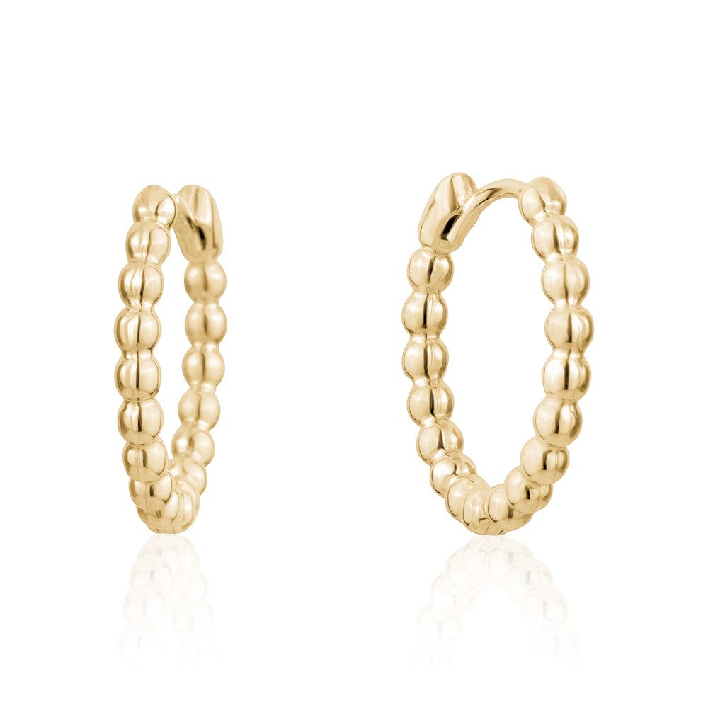 Gold Beaded Huggie Hoop Earrings