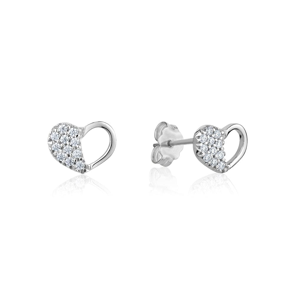 Half Heart Earring White Gold Studs