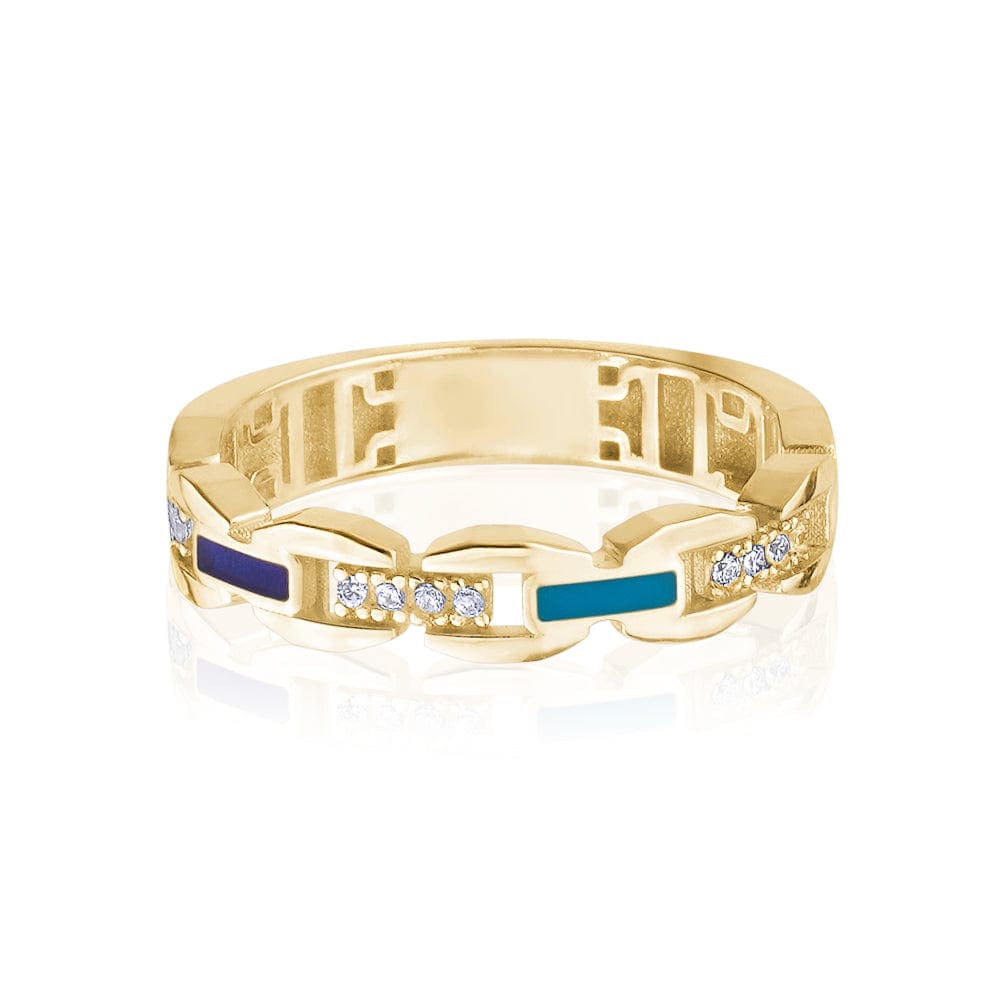 Teal and Blue Enamel Ring