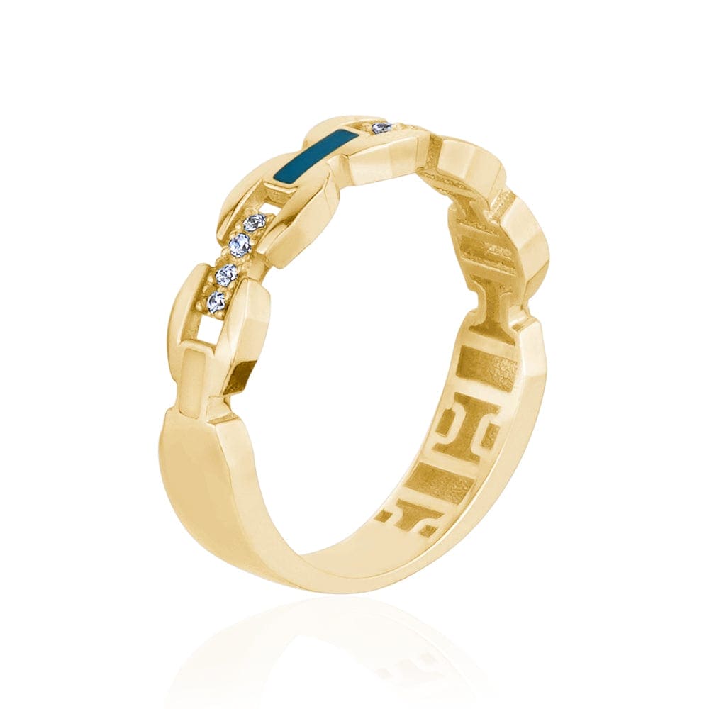 Teal and Blue Enamel Ring