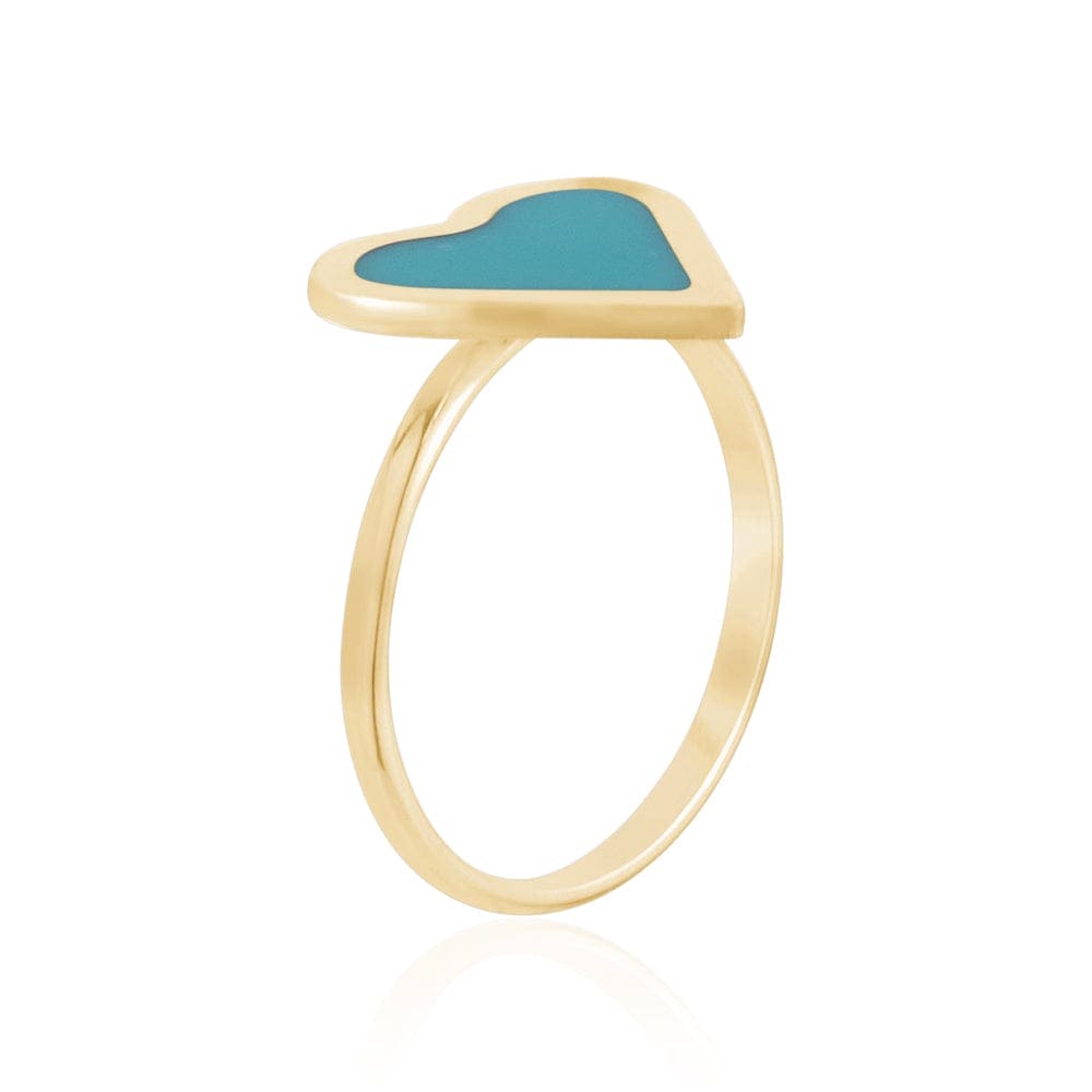 Teal Enamel Heart Ring