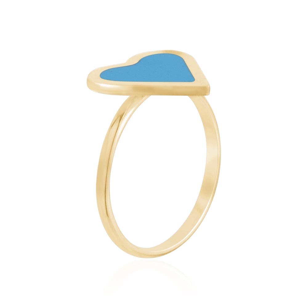 Blue Enamel Heart Ring