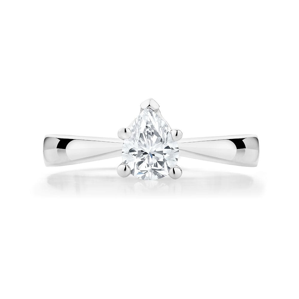Pear Shaped Diamond Solitaire Engagement Ring