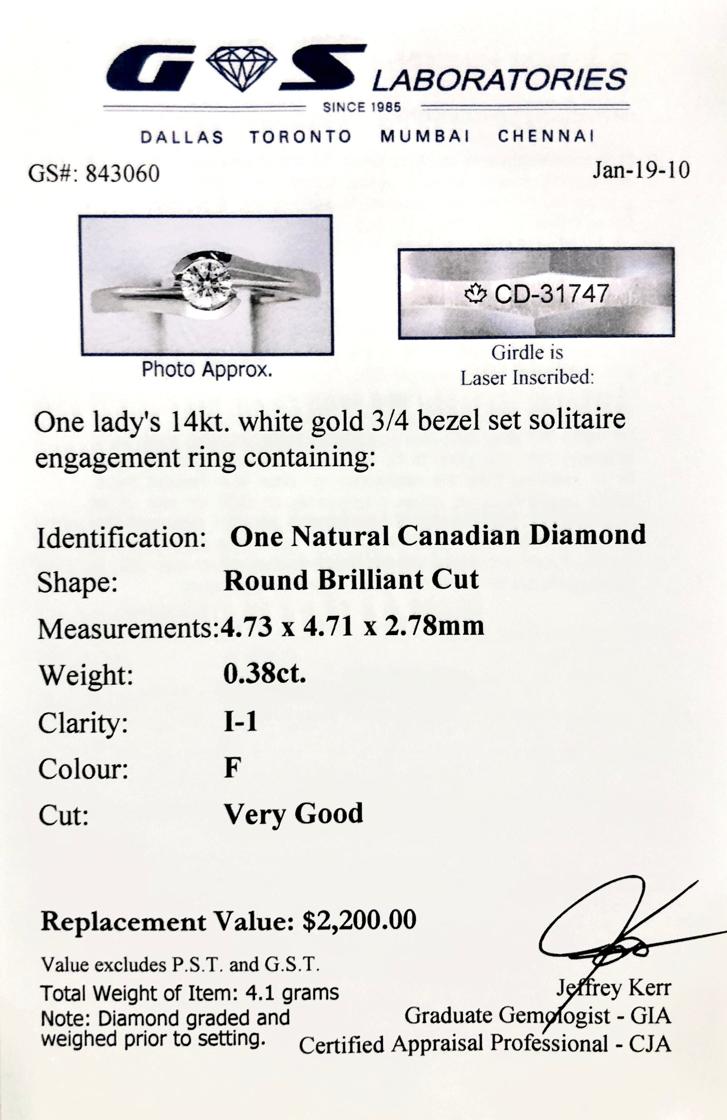 Round Solitaire Diamond Ring Bezel Cut