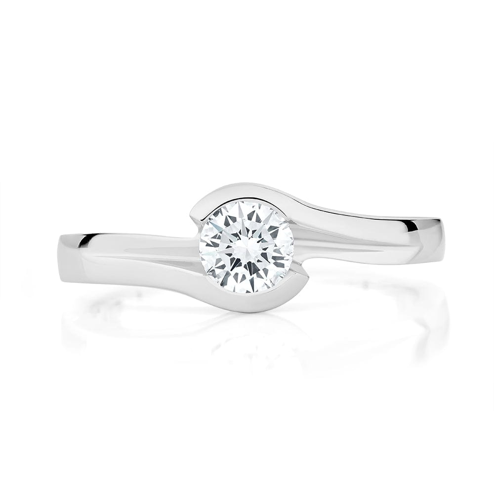 Round Solitaire Diamond Ring Bezel Cut
