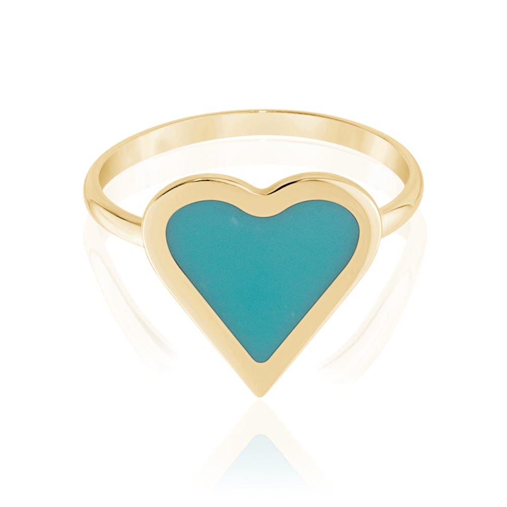 Teal Enamel Heart Ring