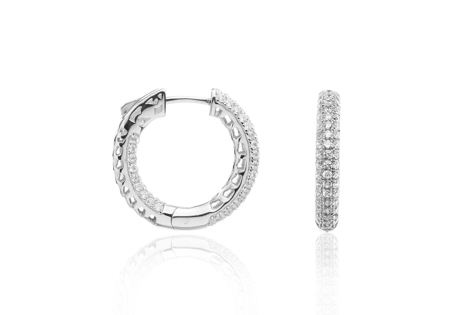 Sterling Silver Pavé Set CZ Huggies