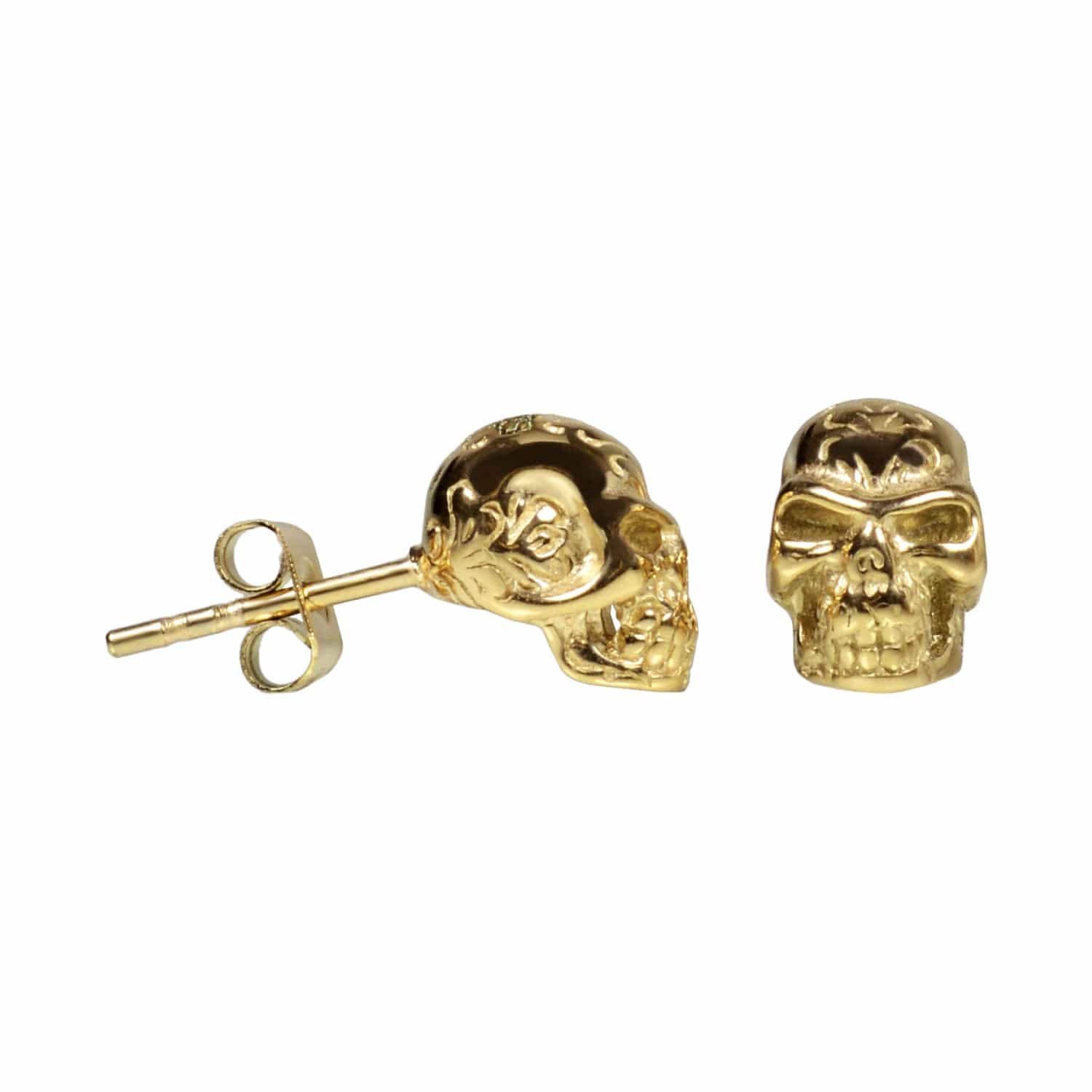 A.R.Z Steel & Gold Plated Skull Earrings