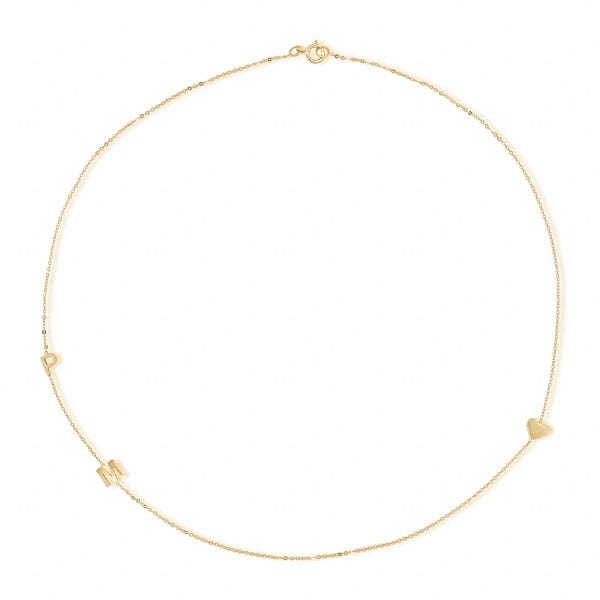 14K gold custom sideways initial necklace