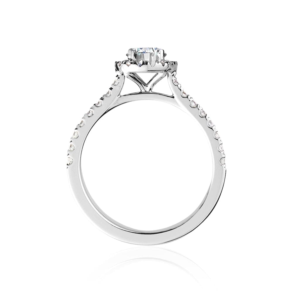 Round Brilliant Cut Halo Diamond Engagement Ring with Pave