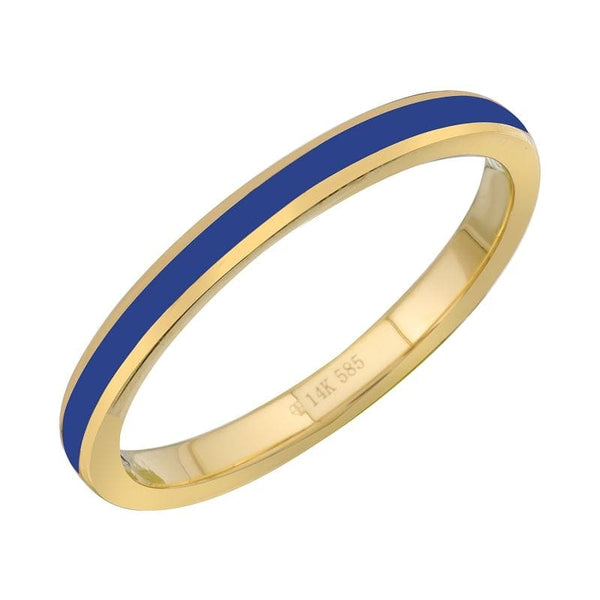 14k Yellow Gold Classic Blue Enamel Ring