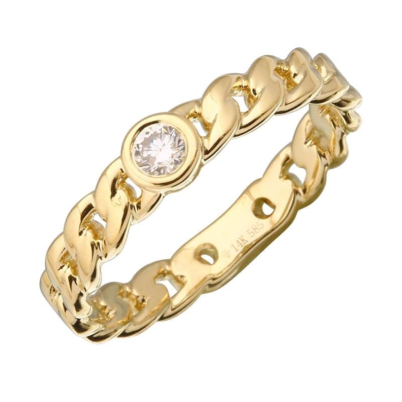 14k Yellow Gold Link Diamond Ring