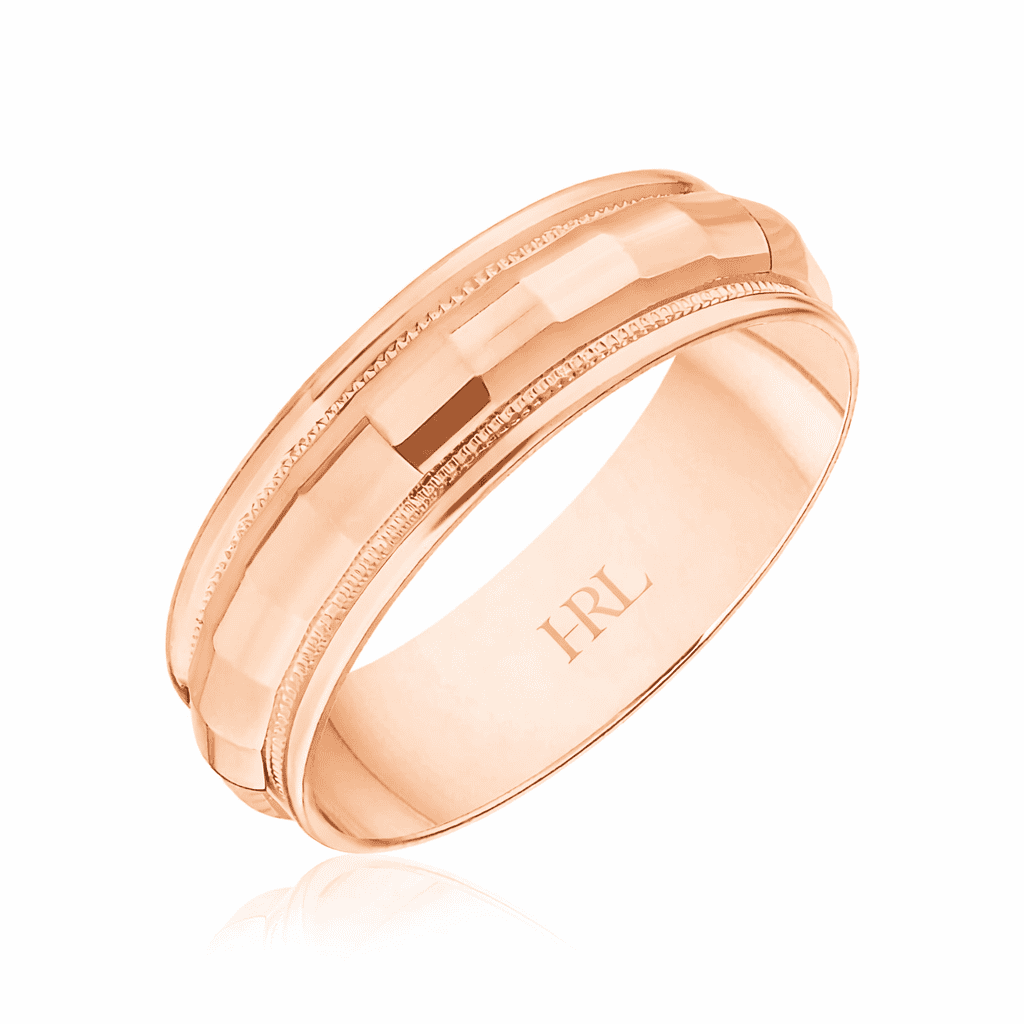 Polished Gold Wedding Band with Step-Edge and Milgrain Detail