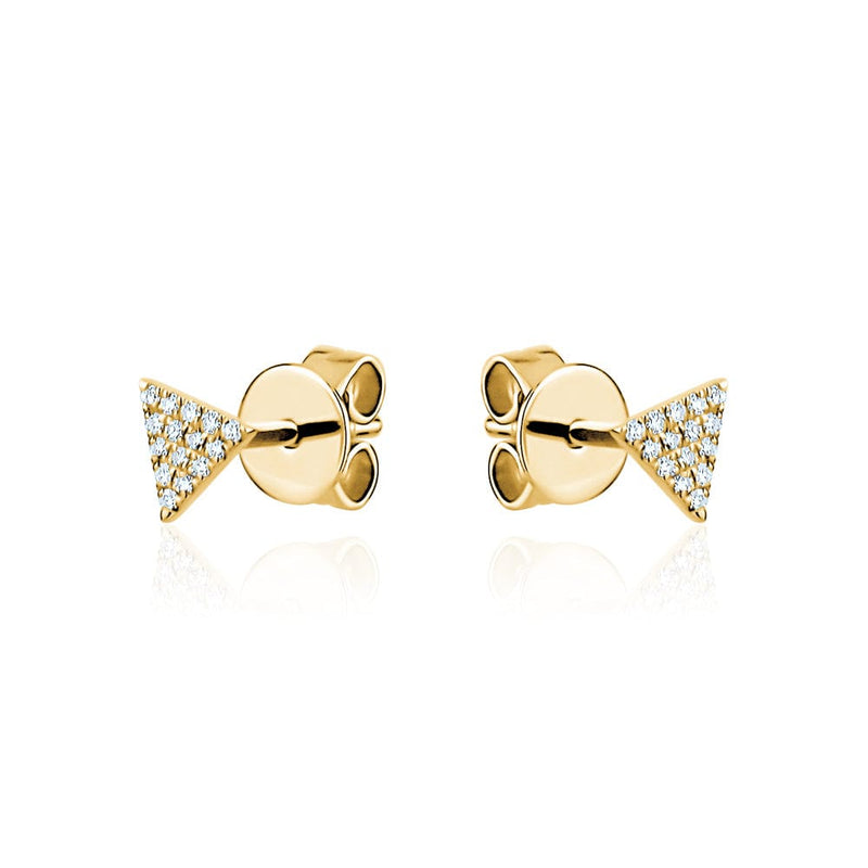 14k Yellow Gold Triangle Diamond Stud Earrings
