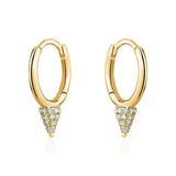 14k Yellow Gold Diamond Spike Huggie Earrings