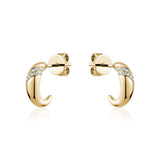 14k Yellow Gold Dome Diamond Earrings