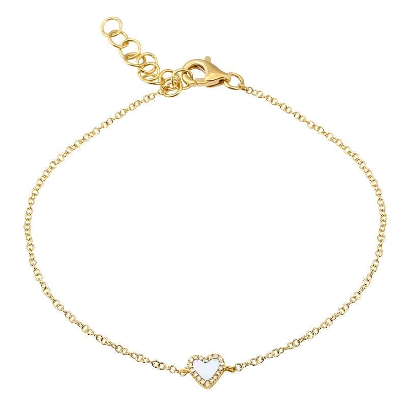 14k Yellow Gold Shell Heart Bracelet